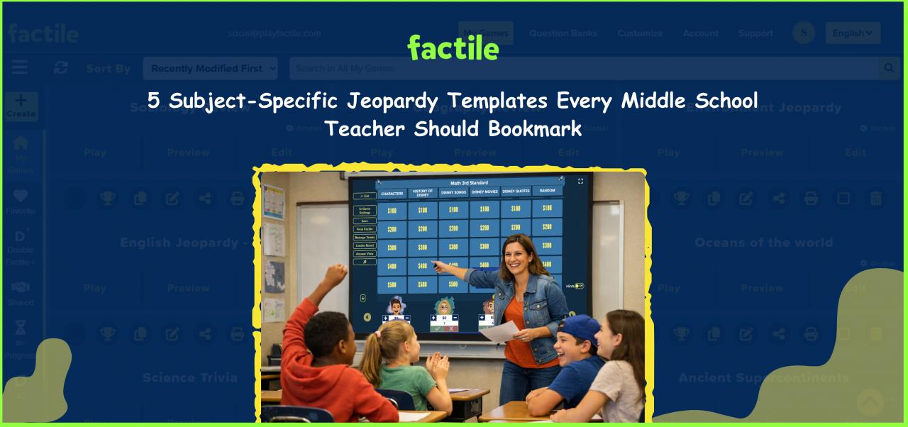5 Subject Specific Jeopardy Templates Every School Teacher Should Bookmark